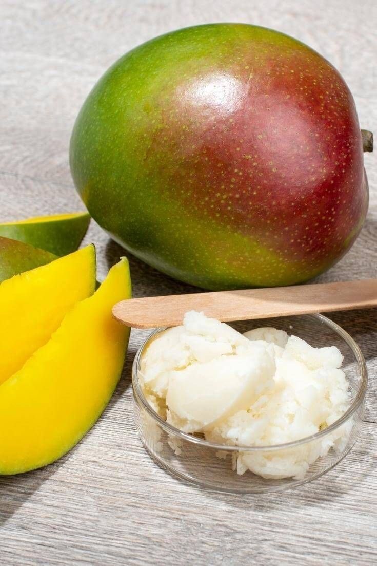 Mango fruit and mango butter in a glass bowl